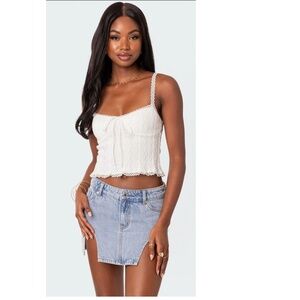 Edikted White Knit Lace Tank Top - White - Size Small - Excellent Condition